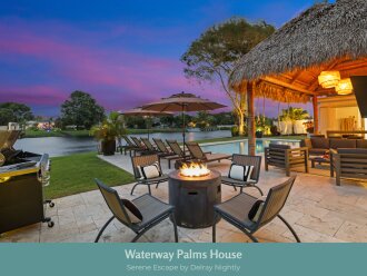 702A | Waterfront | Sleeps 8 | Heated Pool |Tiki Hut |Fire Pit |by DelrayNightly