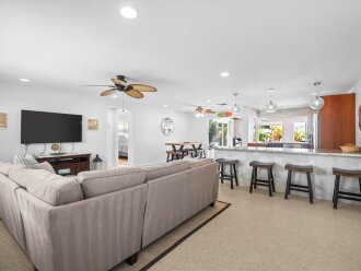 Living area with large TV