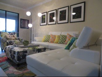 White Leather Sofa in Living Room