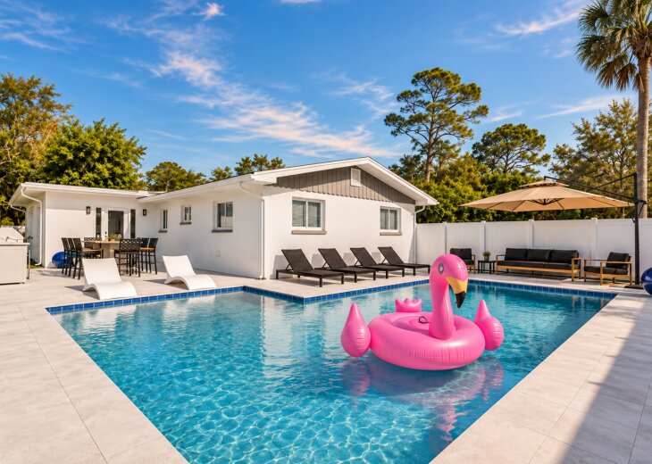 Pool w outdoor furniture - Pool Floaties Games & More