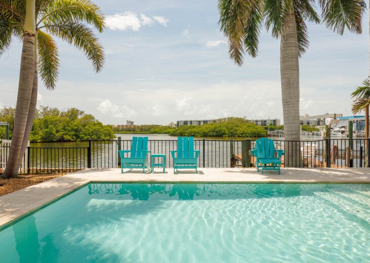 Heated pool with large sun deck for relaxing and vibing