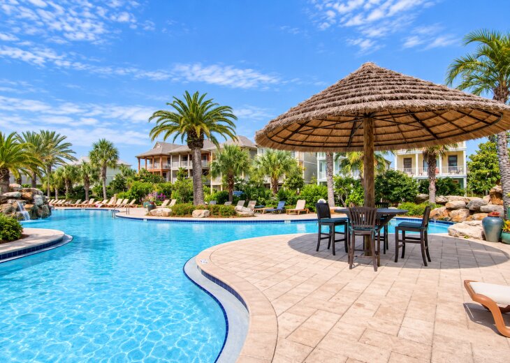 The house is very close to the resort pool!