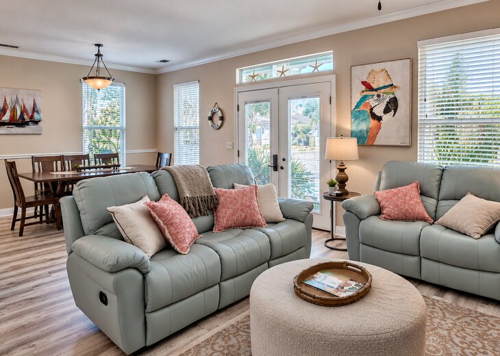 Cozy living space with reclining sofa.