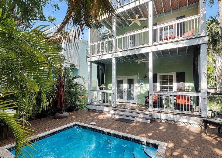 Rear of House with 2 Decks & Pool