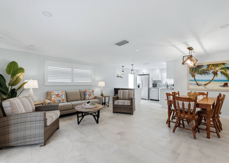 Open concept living room, dining room & kictchen