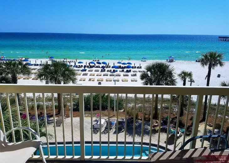 Welcome to your beach front vacation! This is a view from your private balcony!