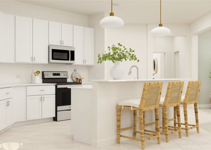 Kitchen & Island ***Actual Space, but AI Furnishing***