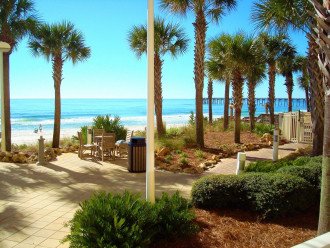 Calypso Resort manicured landscape and beautiful view of the Gulf of Mexico