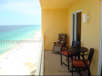 Enjoy Gulf views with breakfast or with evening cocktails on this large balcony