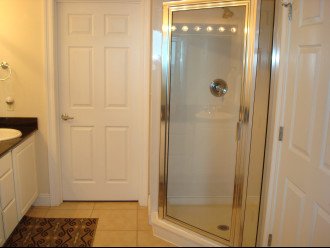 The master bathroom's large stand-up shower