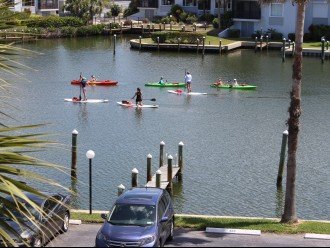 Kayaks and paddle boats in the lagoon
