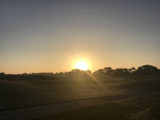 Sun rising over the golf course