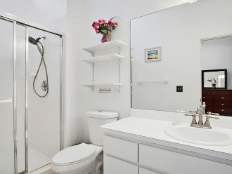 Master bathroom with walk in shower and tub