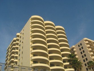 building from the beach
