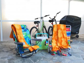 You have two bicycles, cooler and beach chairs and towels to have fun with.