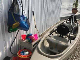 Canoe(will be back when dock is installed), Sand Toys, Beach balls, beach chairs