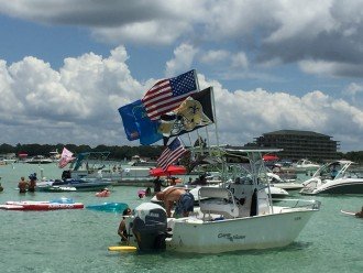 Rent a Pontoon Boat and go to Crab Island