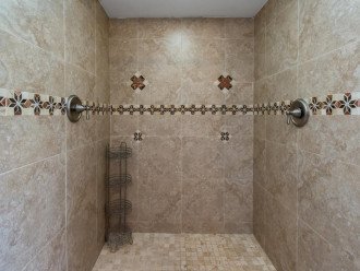 Dual Shower heads in the oversized Master Bathroom Shower