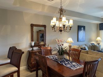 Dining room with kitchen counter seating