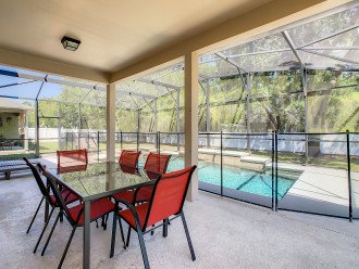 Patio table and chairs with loungers