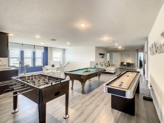Pool table, foosball table and Curling table