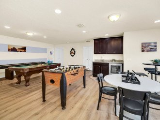 Game room wet bar with seating for 8