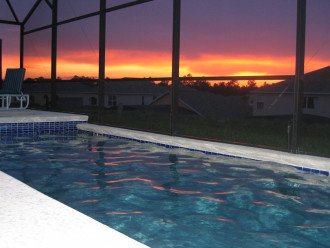 Our pool at sunset