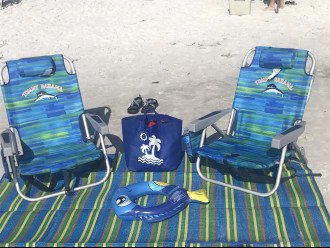 Two Tommy Bahamas beach chairs provided