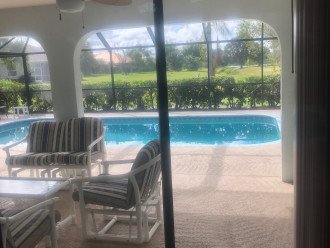 looking out from seating room over the pool
