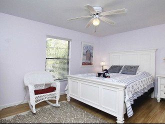 Queen bed, dresser and 45" TV with streaming service.