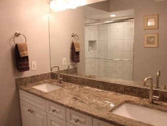 Bathroom -2 sinks,Granite Counters, Large Shower
