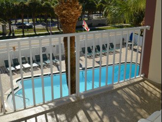 View from the balcony overlooking the pool and intercoastal water way