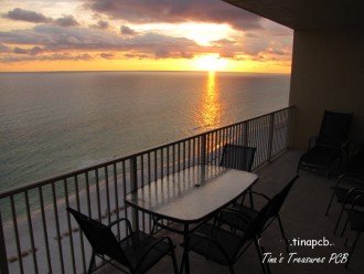 View at sunset looking Gulf of Mexico from our large 719 sq wrap around balcony