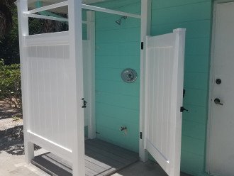 Outdoor shower with new enclosure
