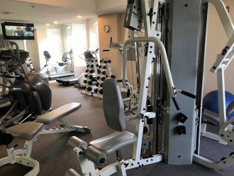 Free Air Conditioned Workout Room is Well-Equipped and offers views of the Beach