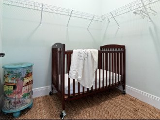 1st floor full crib in 1st floor bedroom in closet. Power outlet and HVAC vent