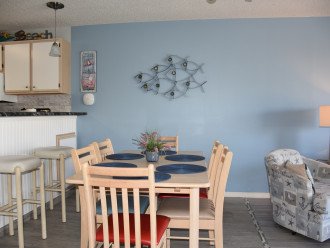 Dining area seats up to 6 guests.