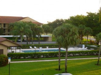 View of pool from condo door