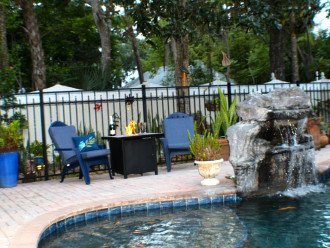 If you prefer... relax by the fire pit in the pool area after a evening dip.