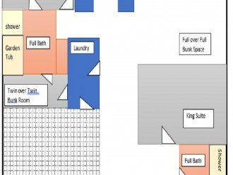 Floor plan designed to help you visualize you vacation experience. Not to scale.