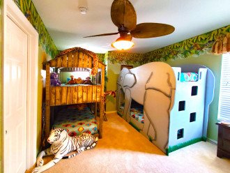 Lion King Themed Bedroom Suite with Tree House and Elephant Bunk Bed