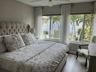 Master bedroom has king size bed with fine European linens.