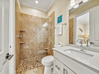 Bathroom with a Sink, Toilet and Shower