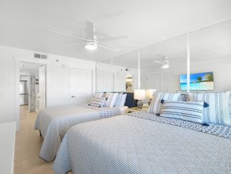 Brightly lit guest bedroom