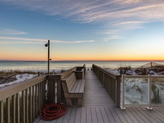Private boardwalk to the beach! Sitting area to watch sunsets. Outdoor shower.