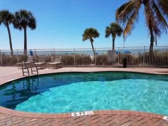 Heated pool just steps from the beach and gulf.