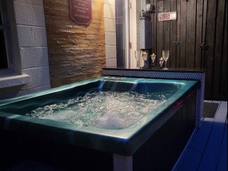 Night time hot tub relaxation, mineral base.