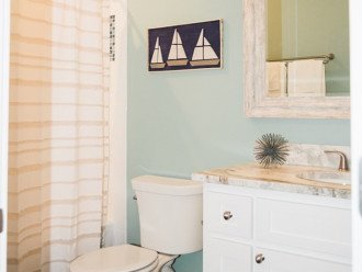 Second floor hall bath that is shared by two bedrooms