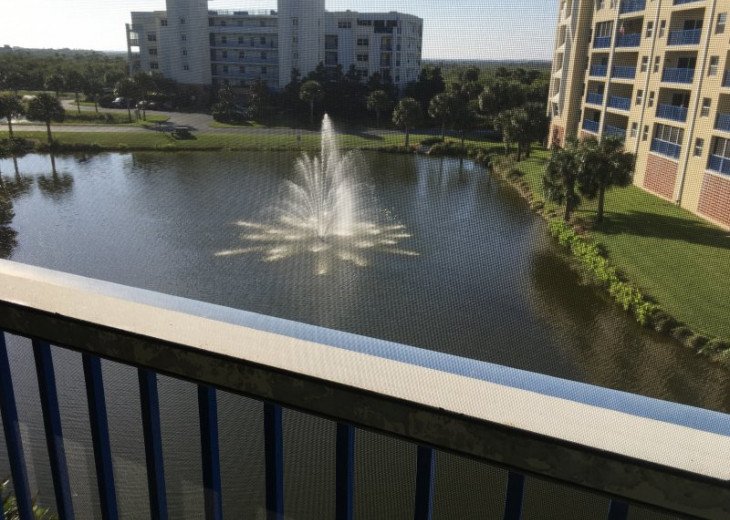 Water view Fountain on Pond outside Balcony