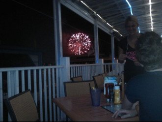 View of July 4th Fireworks from the Original Shrimp Dock at Salty Sam's Marina